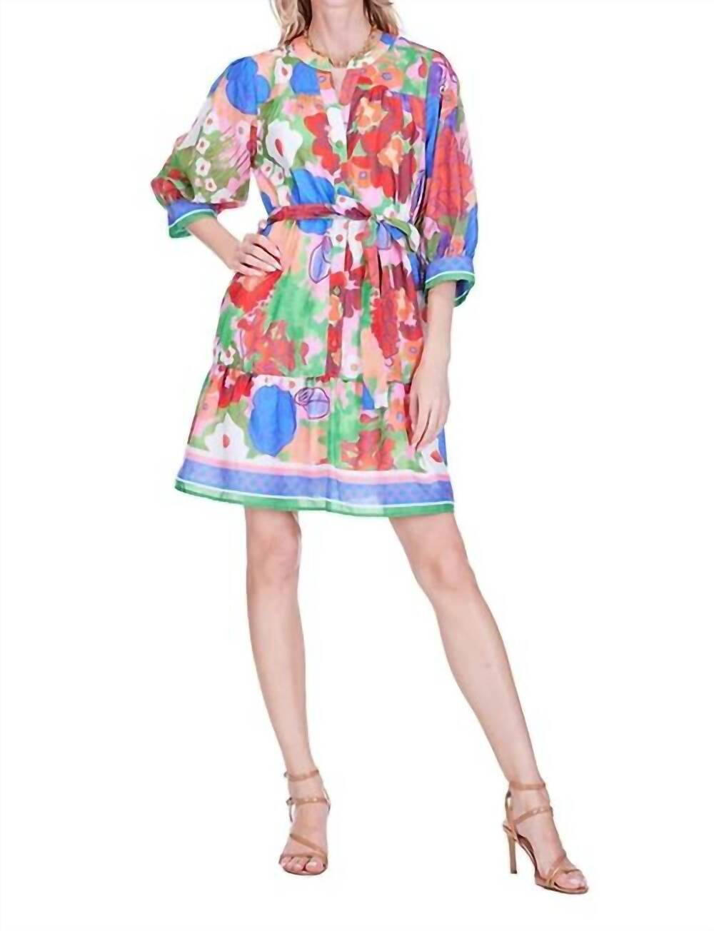 NEW JOY JOY placket dress in petal pop
